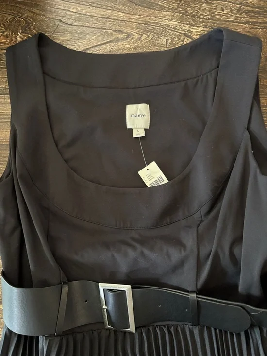 Maeve by Anthropologie Pleated Mini Dress Black Onyx Size Large NWT - Picture 4 of 9